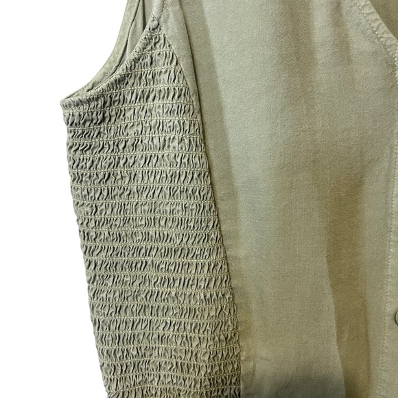 Cloth & Stone Dress Sleeveless Sage Tencel Button Midi Coastal Prairie XS - Picture 3 of 10